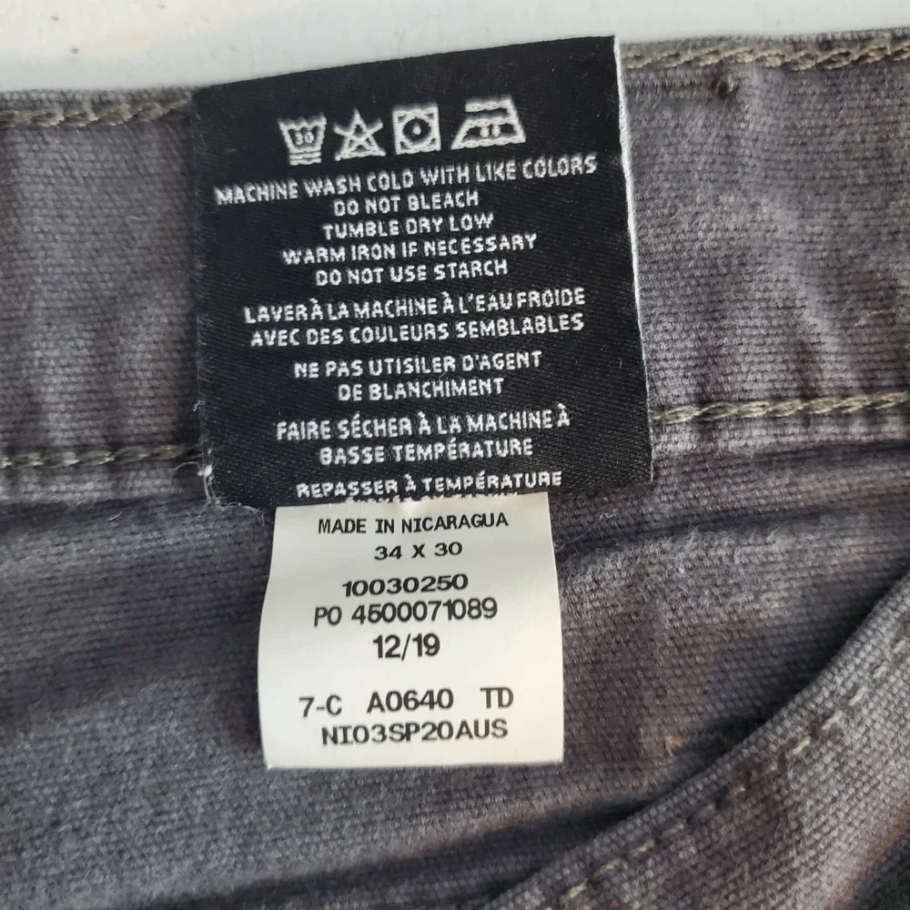 Ariat Rebar M4 Mens 34x30 Charcoal Gray Low Rise Straight Leg Work Pants Canvas